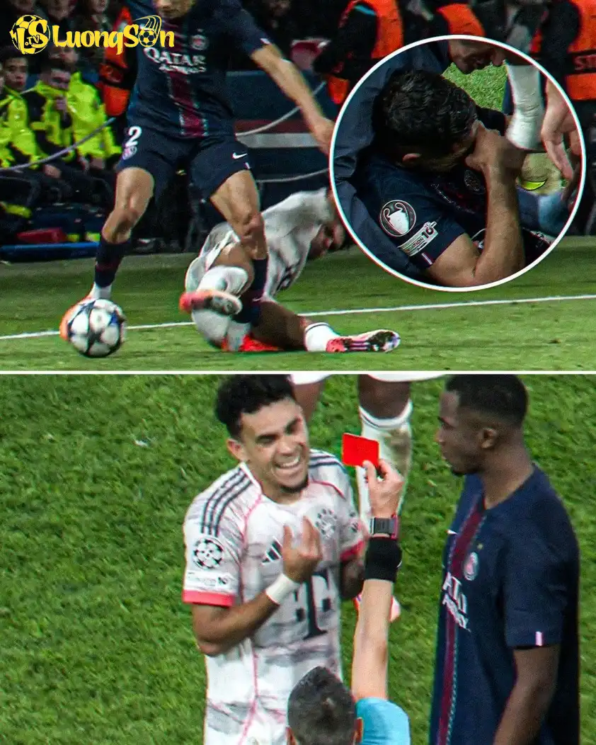 Pha bóng dẫn đến chiếc thẻ đỏ của Diaz. (Ảnh: Ligue1_ENG) Pha bóng dẫn đến chiếc thẻ đỏ của Diaz.