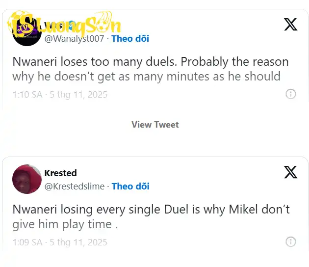 Nhiều CĐV đã chỉ trích màn trình diễn của Nwaneri